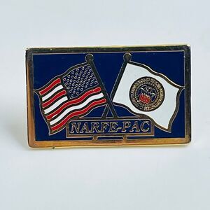 NARFE-PAC Pinback Button American Flag Lapel Hat Pin approx 1" Rectangular